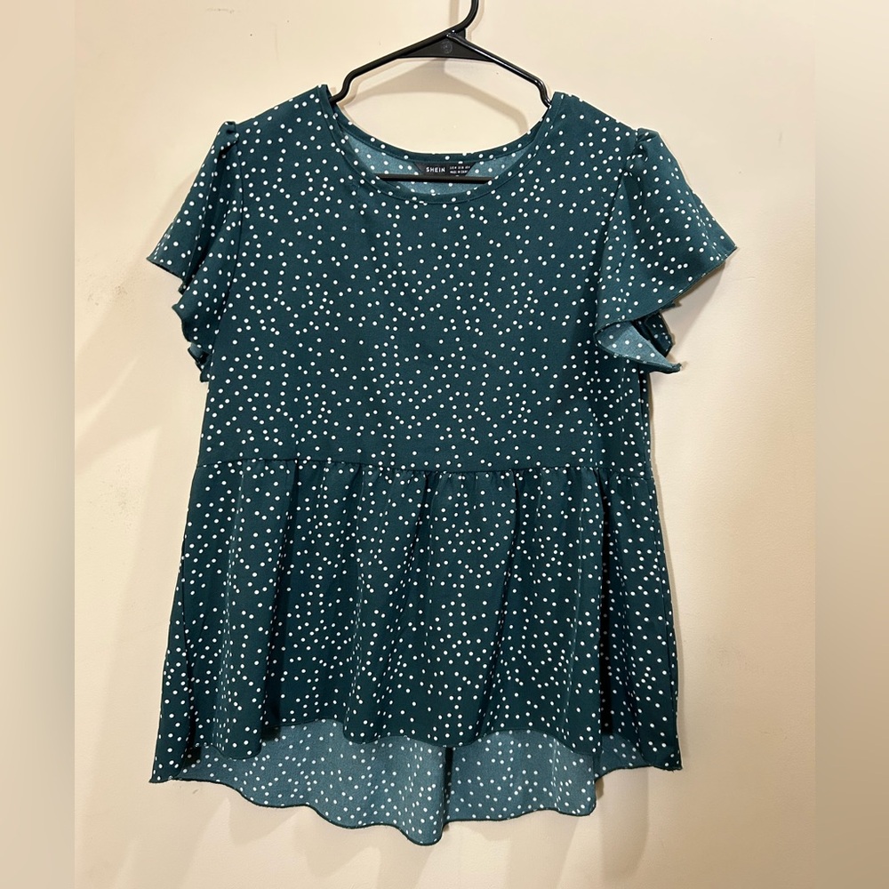 SHEIN Green Polka Dot Blouse